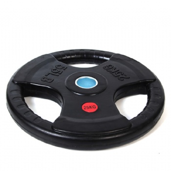 3 Hole Black Rubber Coated Weight Plate