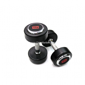 Round Rubber Dumbbell with Chrome end cap - CB-DB069